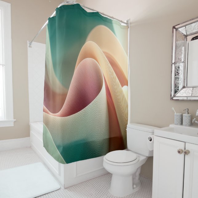 Abstract Drapery with Pastel Gradient Flow Shower Curtain (In Situ)