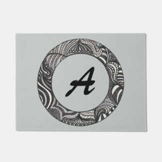 Abstract Drawing Circle Monogrammed Doormats