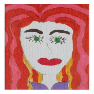 Abstract Drawing: Face of a Red Haired Girl Acrylic Print