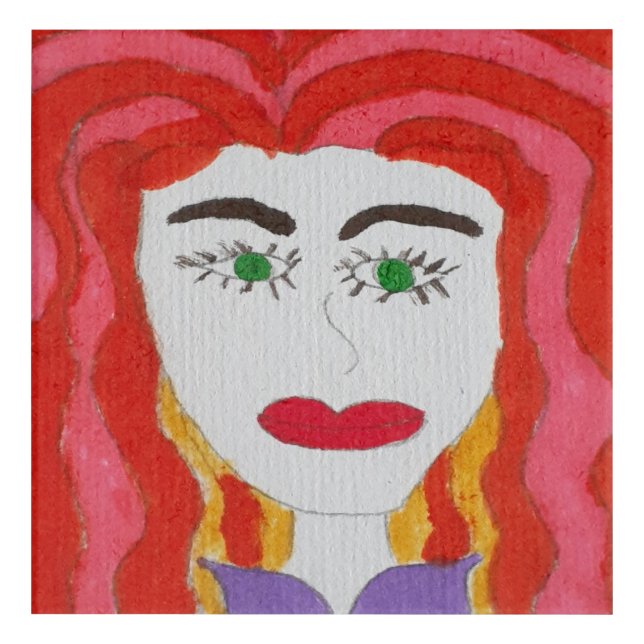 Abstract Drawing: Face of a Red Haired Girl Acrylic Print (Front)