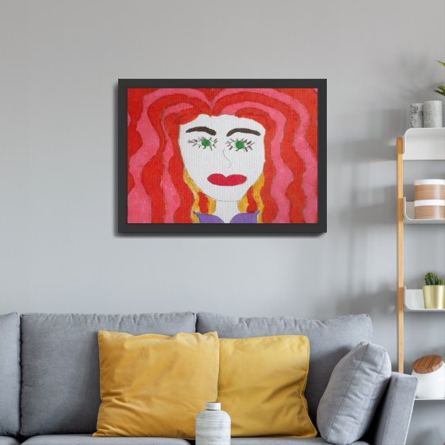 Abstract Drawing: Face of a Red Haired Girl Framed Art (Living Room 3)