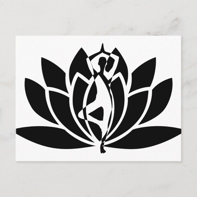Abstract Drawing Lotus Flower & Yoga Pose Picture Postcard (Front)
