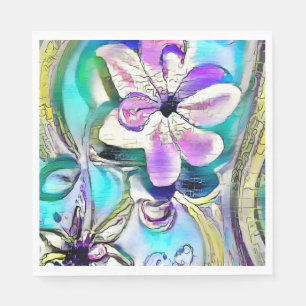 Abstract drawing of colorful flowers napkins