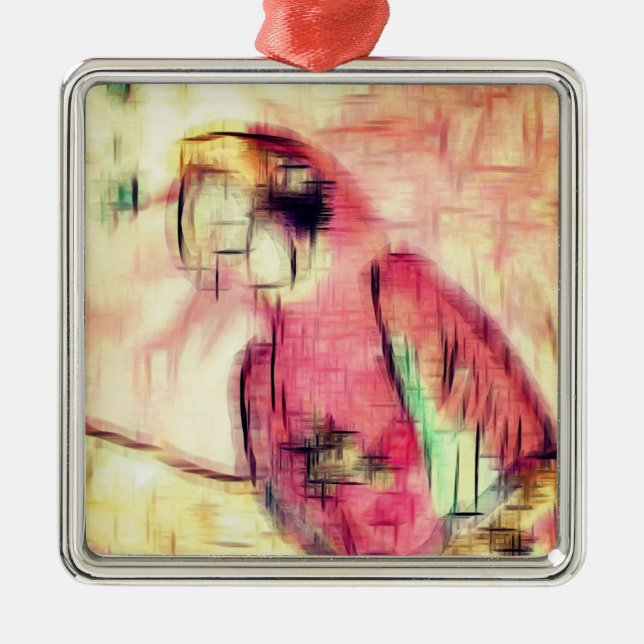 Abstract drawing parrot metal ornament (Front)