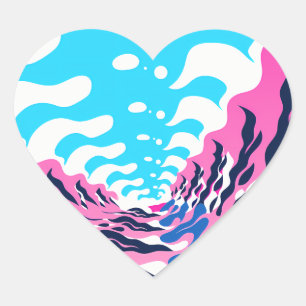 Abstract Dream Wave – Vibrant Surreal Flow Heart Sticker
