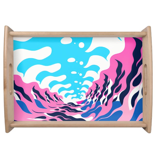 Abstract Dream Wave – Vibrant Surreal Flow Serving Tray (Front)