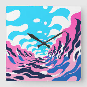 Abstract Dream Wave – Vibrant Surreal Flow Square Wall Clock