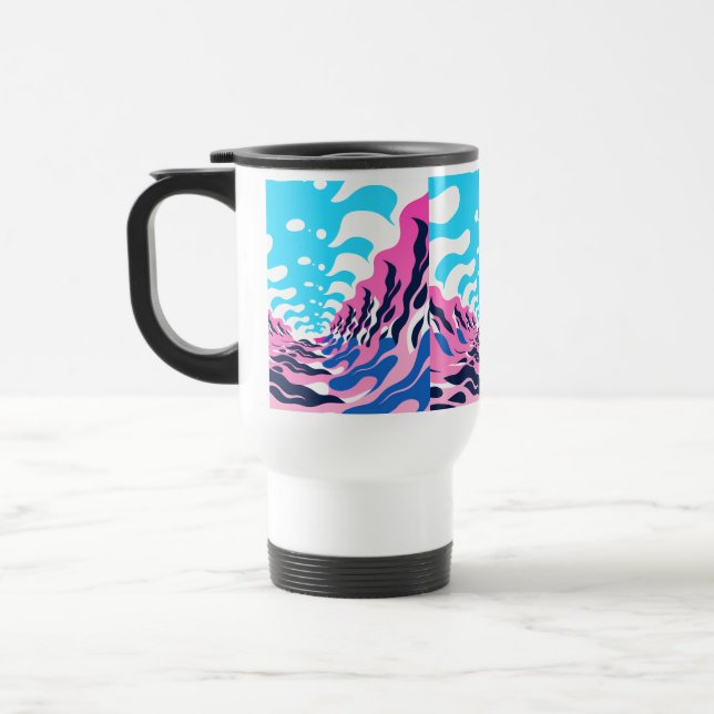 Abstract Dream Wave – Vibrant Surreal Flow Travel Mug (Left)