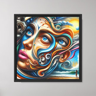 Abstract Dreamscape Ocean Serenity & Cosmic Wonder Canvas Print