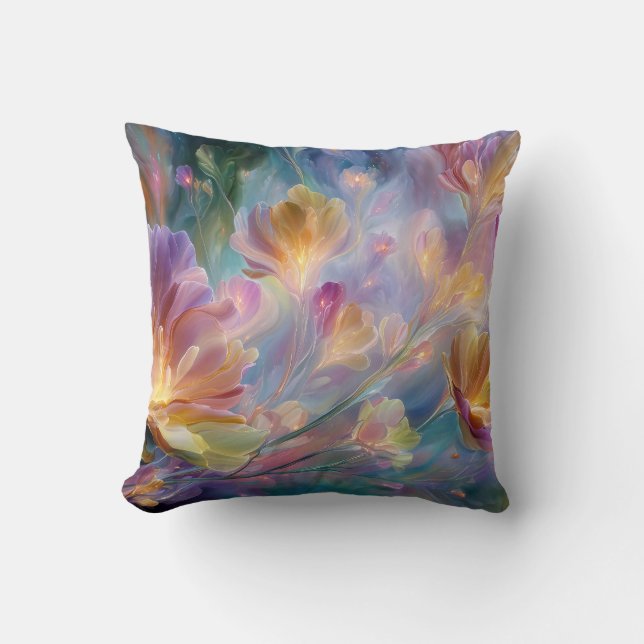 Abstract dreamy floral garden  throw pillow (Front)