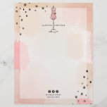 Abstract Dress Form Fashion Boutique Retail Letterhead<br><div class="desc">Line drawing of dress form with pink brushstroke and black paint splatter.  Background is pink abstract inspired design with dots at top left and bottom right.</div>