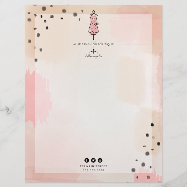 Abstract Dress Form Fashion Boutique Retail Letterhead (Front)