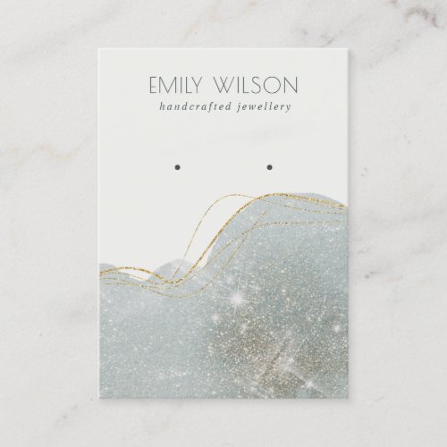 Abstract Dusky Grey Glitter Shiny Earring Display Business Card