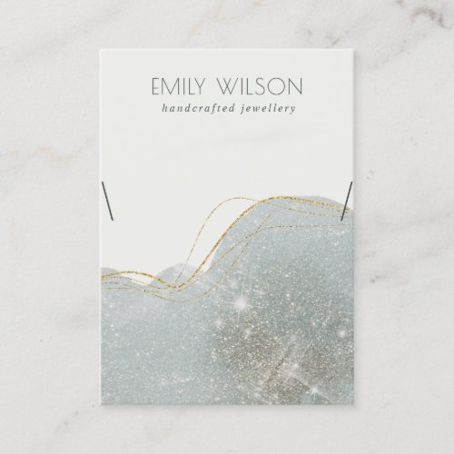 Abstract Dusky Grey Glitter Shiny Necklace Display Business Card