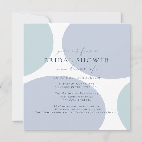 Abstract Dusty Blue Bridal Shower Invitation