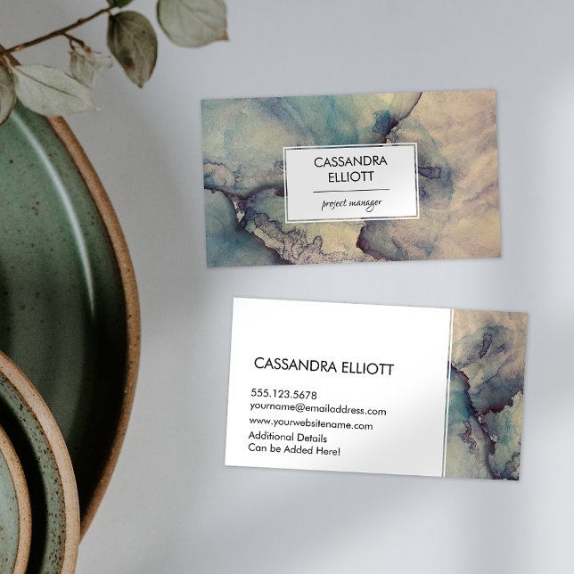 Abstract Dusty Blue Purple Alcohol Ink Liquid Art Business Card (Creator Uploaded)