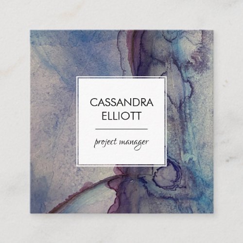 Abstract Dusty Blue Purple Alcohol Ink Liquid Art Square Business Card