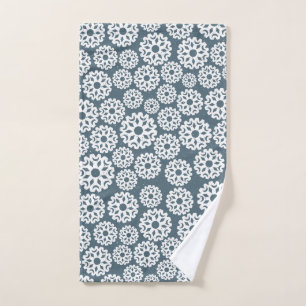 Abstract Dusty Blue & White Circles Hand Towel