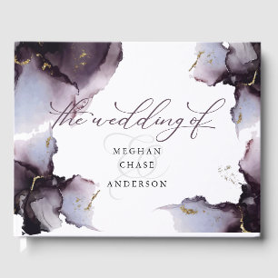 Abstract Dusty Heather Amethyst Geode Guest Book