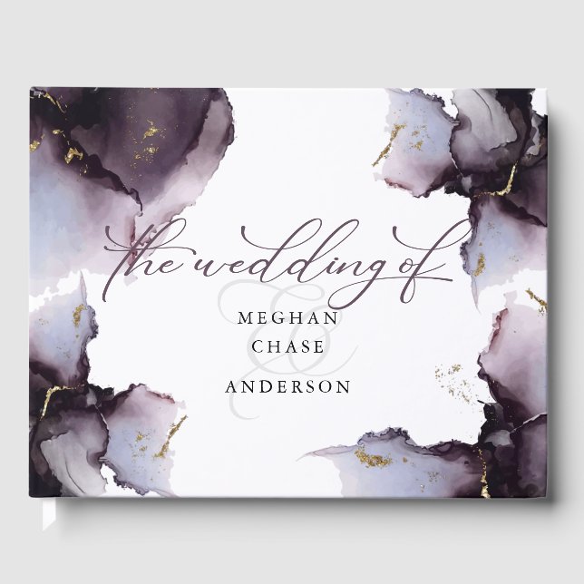 Abstract Dusty Heather Amethyst  Geode Guest Book (Front)