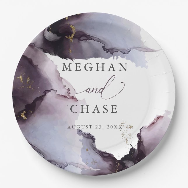 Abstract Dusty Mauve Amethyst Paper Plate (Front)