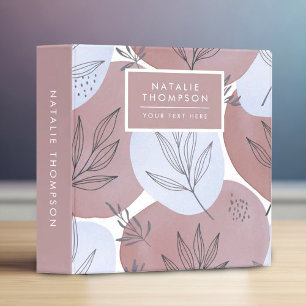 Abstract Dusty Rose and Sage Green Botanical Patte 3 Ring Binder