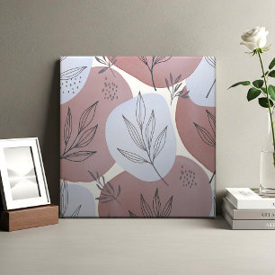 Abstract Dusty Rose and Sage Green Botanical Patte Ceramic Tile