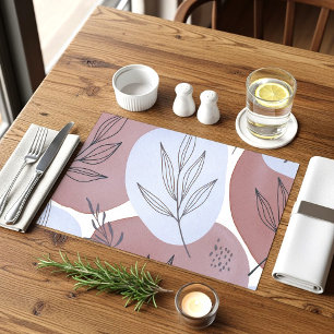 Abstract Dusty Rose and Sage Green Botanical Patte Placemat