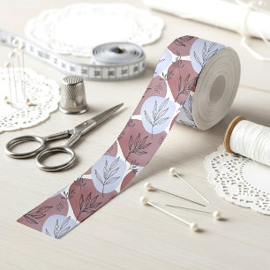 Abstract Dusty Rose and Sage Green Botanical Patte Satin Ribbon