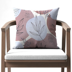Abstract Dusty Rose and Sage Green Botanical Patte Throw Pillow