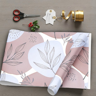 Abstract Dusty Rose and Sage Green Botanical Patte Wrapping Paper Sheets