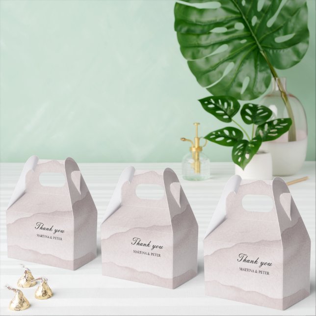 Abstract dusty rose personalized wedding  favor boxes (Multiple)