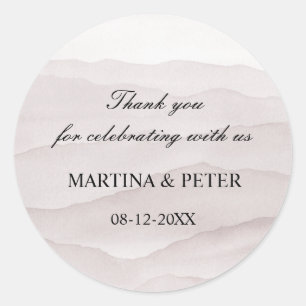 Abstract dusty rose wedding favors thank you classic round sticker