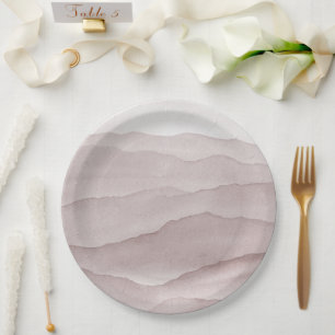 Abstract dusty rose wedding  paper plates