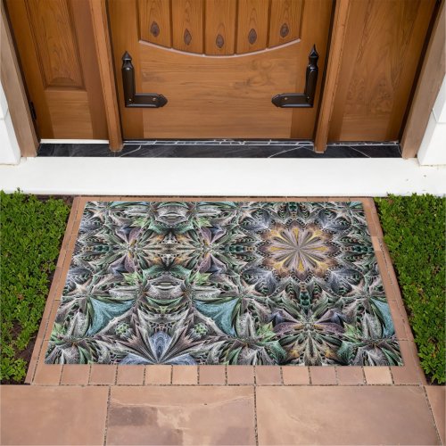 Abstract Dusty Succulent Garden Rosette Pattern Doormat