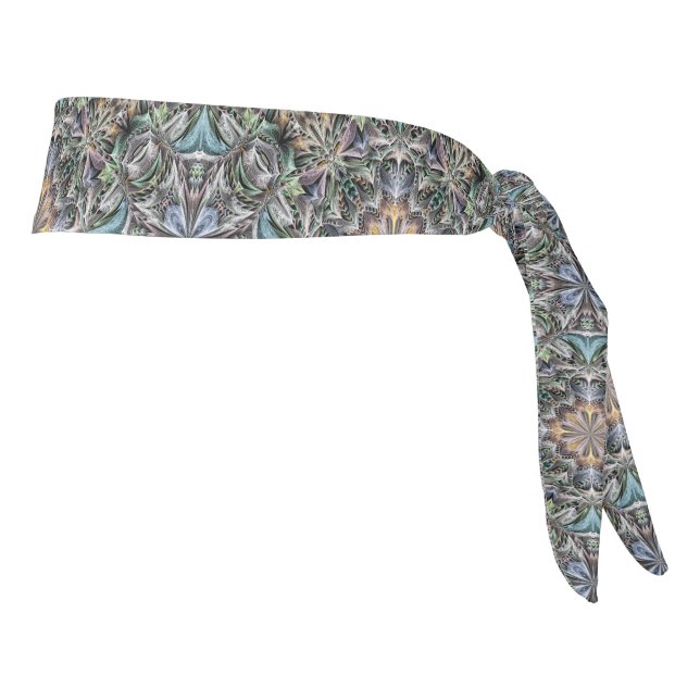 Abstract Dusty Succulent Garden Rosette Pattern Tie Headband (Rotate 90)