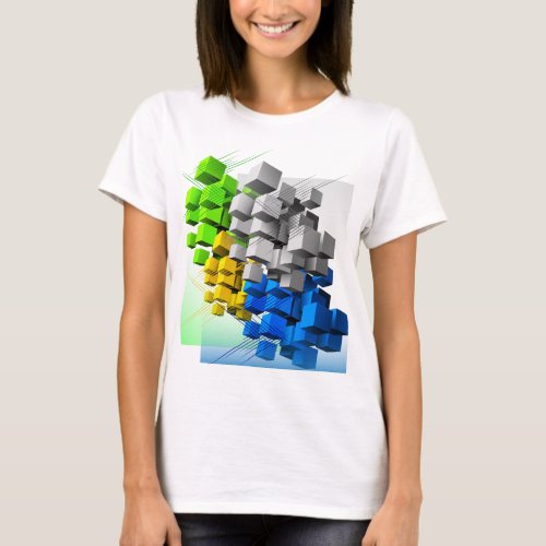 Abstract Dynamic Geometric Composition Contemporar T_Shirt