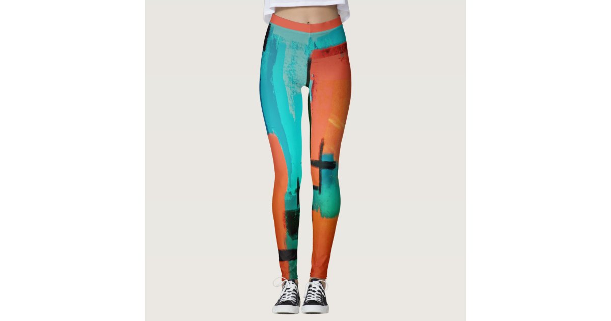 Memphis Style 80s Geometric Bright Color Pattern Leggings, Zazzle