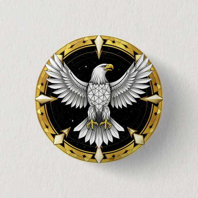 🦅Abstract Eagle Wings Geometric Freedom Button (Front)