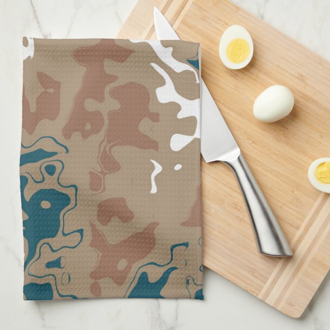 Abstract Earth Camouflage Brown Kitchen Towel (Quarter Fold)