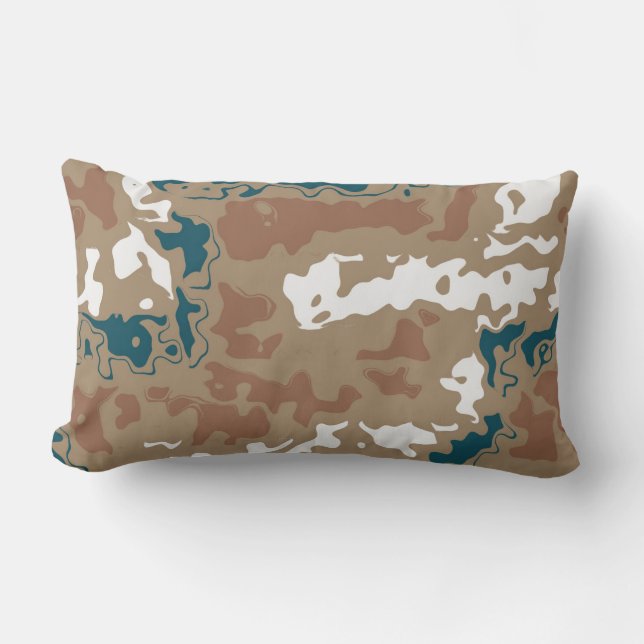 Abstract Earth Camouflage Brown Lumbar Pillow (Front)
