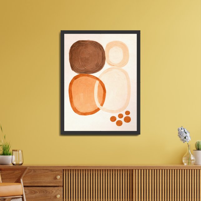 Abstract Earth Circles Minimal Contemporary Wall Framed Art (Living Room)
