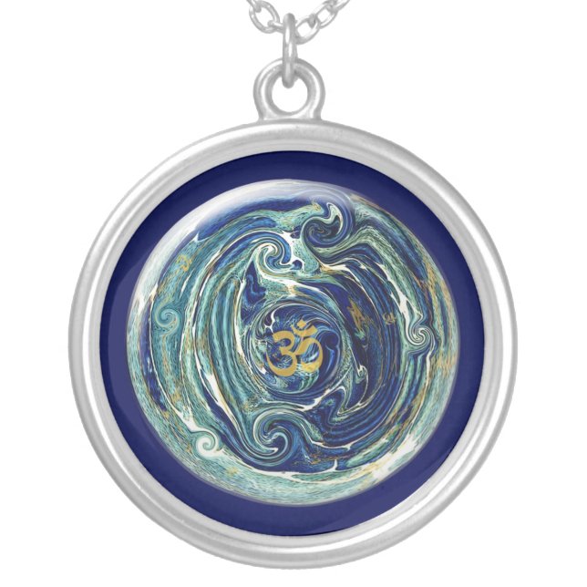 Abstract Earth Om Pendant Necklace (Front)
