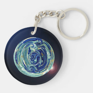 Abstract Earth Planet Keychain