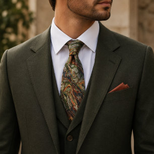 Abstract Earth Tone Camouflage Pattern Neck Tie