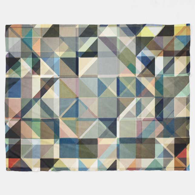 Abstract Earth Tone Grid Fleece Blanket (Front (Horizontal))