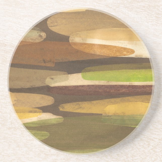 Abstract Earth Tone Landscape Drink Coaster (Front)