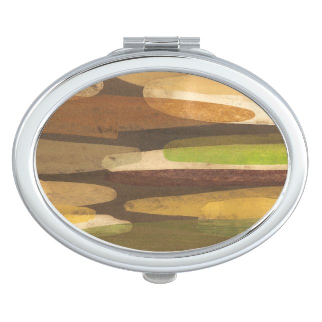 Abstract Earth Tone Landscape Mirror For Makeup (Front)