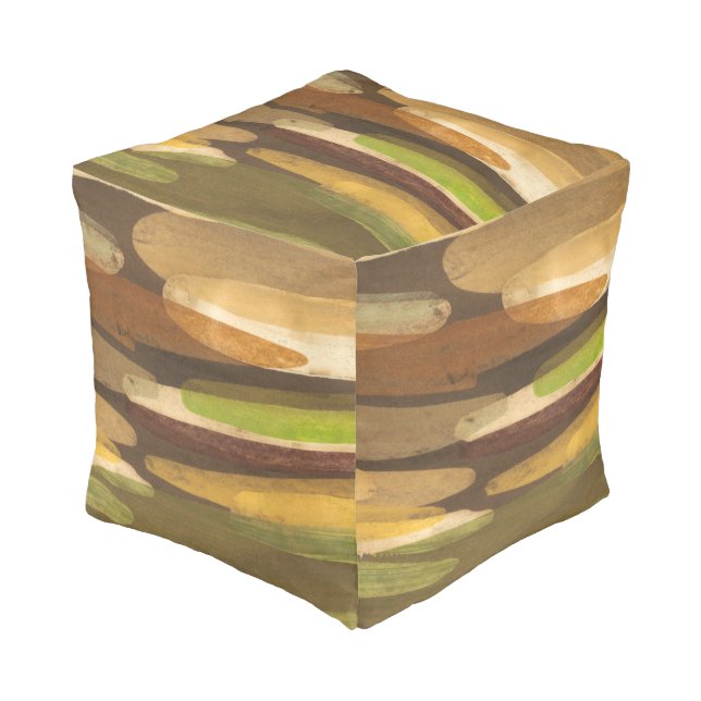 Abstract Earth Tone Landscape Pouf (Angled Front)