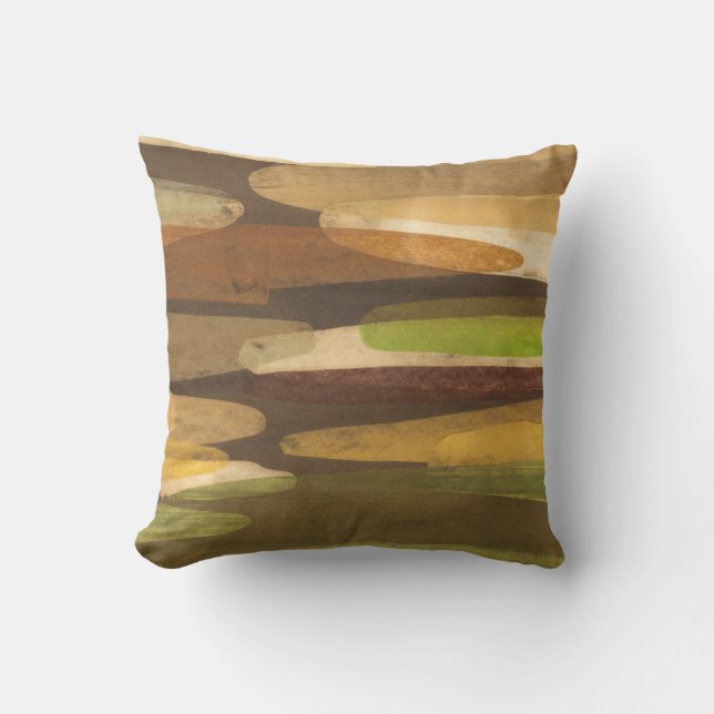 Abstract Earth Tone Landscape Throw Pillow (Front)